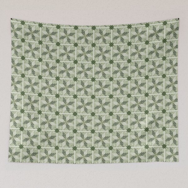 Item preview, Salt Water Shallows sea star patchwork in sea sage green designed and sold by LisaLeQuelenec.