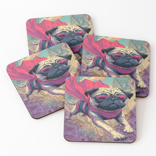Item preview, Flying Superhero Pug Dog Comic Art Design designed and sold by NicolasGlowArt.