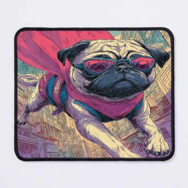 Item preview, Flying Superhero Pug Dog Comic Art Design designed and sold by NicolasGlowArt.