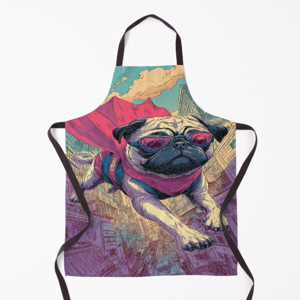 Item preview, Flying Superhero Pug Dog Comic Art Design designed and sold by NicolasGlowArt.