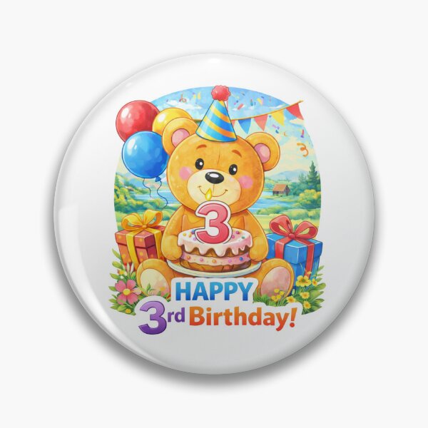 Artikelvorschau, 3. Geburtstag, Teddybär, Partyballons entworfen und verkauft von Myra365Art.