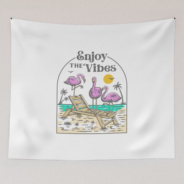 Item preview, Flamingo beach aesthetic design summer vibes illustration - Enjoy The Vibes designed and sold by KymeraStudio25.