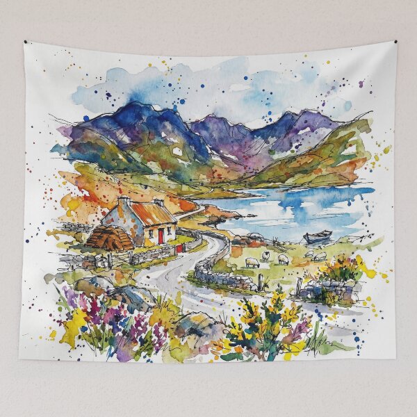 Item preview, Connemara Cottage Watercolour Landscape designed and sold by Printpix.