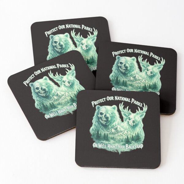 Item preview, Ghost Bear & Deer – Protect Our National Parks Horror Nature Design designed and sold by FrameFlow.