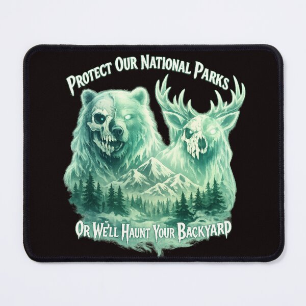Item preview, Ghost Bear & Deer – Protect Our National Parks Horror Nature Design designed and sold by FrameFlow.