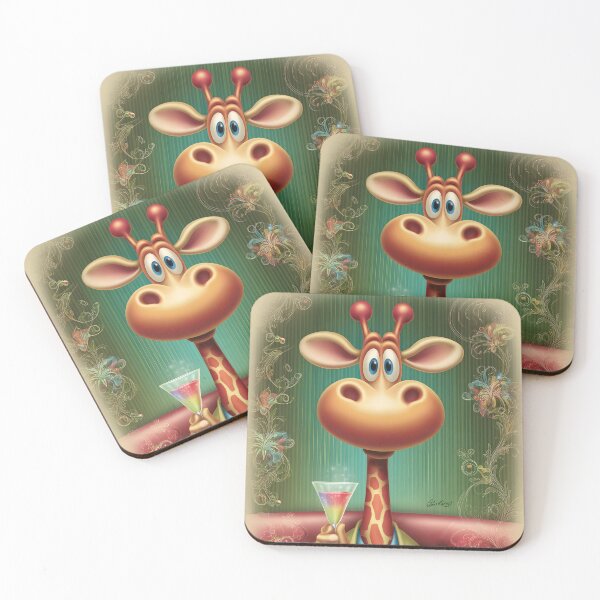 Item preview, Stylish Giraffe Enjoying a Cocktail in a Lounge designed and sold by Artessie.