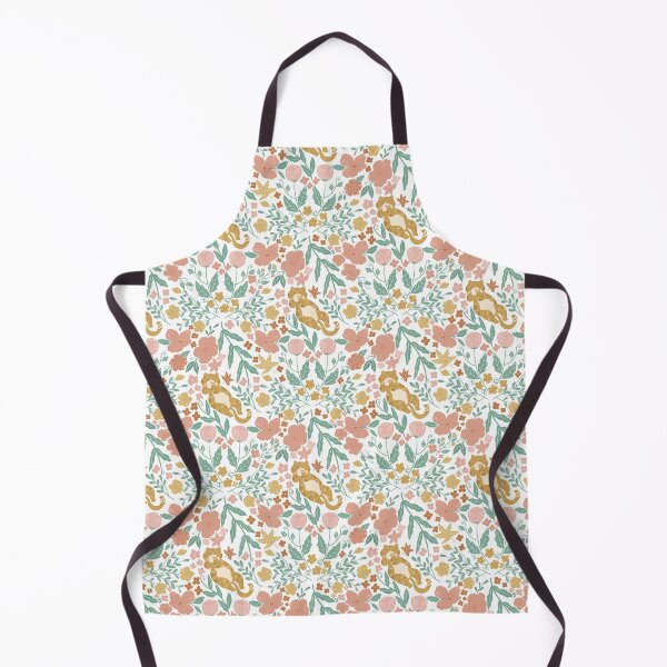 Item preview, Seamless Cute Cat Floral Pattern with Flowers and Leaves in Pastel Colors designed and sold by Tarathai.