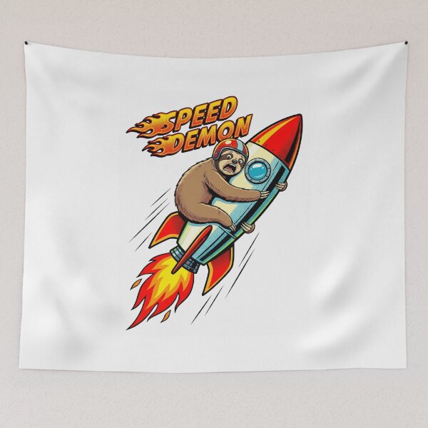 Item preview, Speed Demon Sloth - Funny Retro Comic Rocket Art designed and sold by MaynyStudio.
