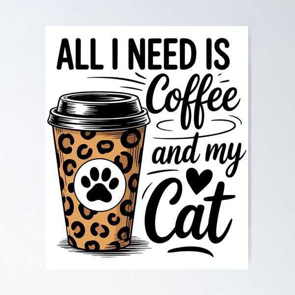Item preview, Cute Cat & Coffee designed and sold by IdunayaStore.