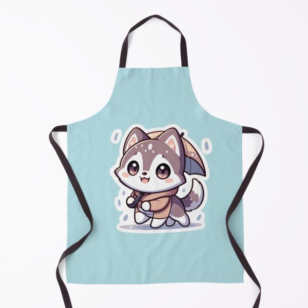 Item preview, Cute Husky Walking in Rain Sticker-Kawaii Dog Umbrella Rainy Day Mood designed and sold by carestazafeli.