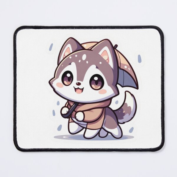 Item preview, Cute Husky Walking in Rain Sticker-Kawaii Dog Umbrella Rainy Day Mood designed and sold by carestazafeli.