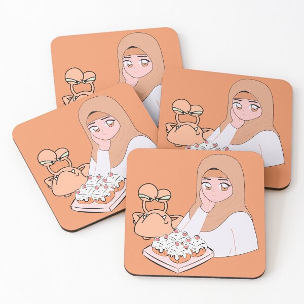 Item preview, Kawaii Hijab Girl with Mouse Buns and Funny Monster designed and sold by Kanniax.