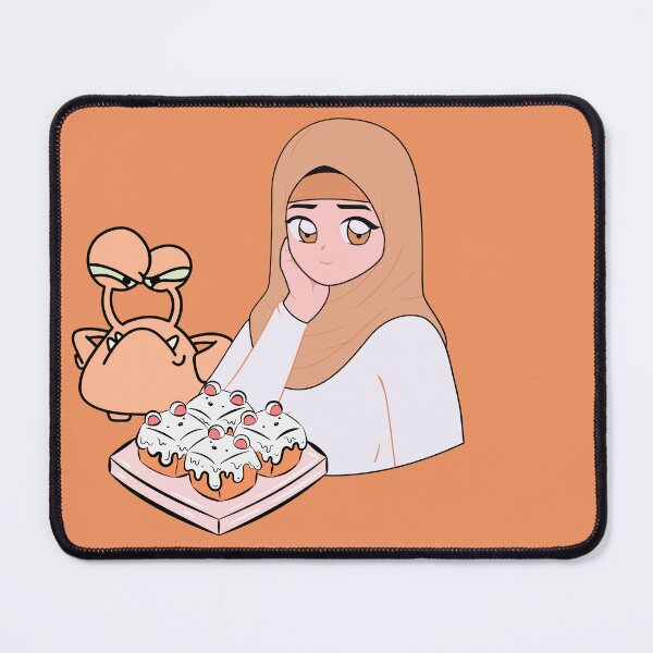 Item preview, Kawaii Hijab Girl with Mouse Buns and Funny Monster designed and sold by Kanniax.