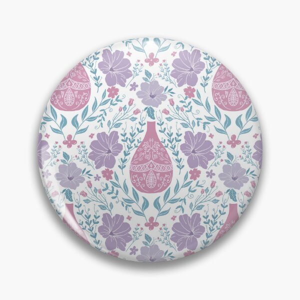 Item preview, Seamless Folk Art Floral Pattern with Ornamental Vases and Flowers in Pastel Colors. designed and sold by Tarathai.