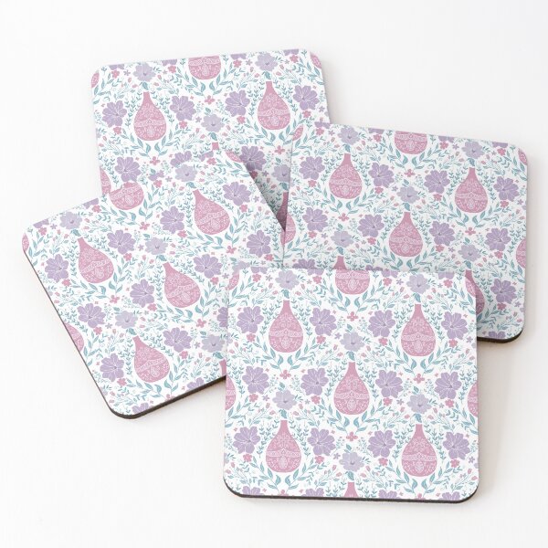 Item preview, Seamless Folk Art Floral Pattern with Ornamental Vases and Flowers in Pastel Colors. designed and sold by Tarathai.