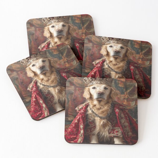 Item preview, Regal Golden Retriever King Dog Crown Portrait designed and sold by NicolasGlowArt.