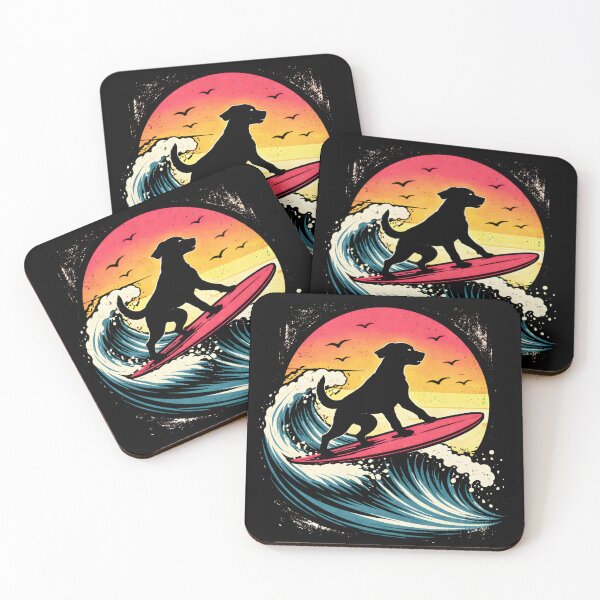 Item preview, Surfing Golden Retriever Riding Wave Dog Surfer Sunset Beach designed and sold by THREE LITTLE BEANS.