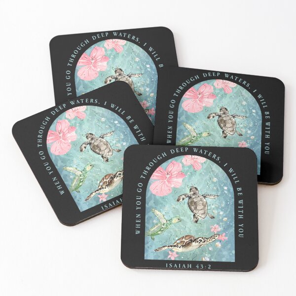 Item preview, Isaiah 43 2 Deep Waters Turtle Bible Verse Floral Design designed and sold by margamPagenberg.