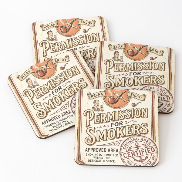 Item preview, Vintage Permission For Smokers Retro 1950s Sign Art designed and sold by Hen-C-Art.