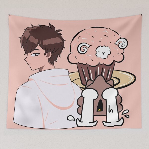 Item preview, Anime Boy and Pink Sheep Cupcake with Crying Monster designed and sold by Kanniax.