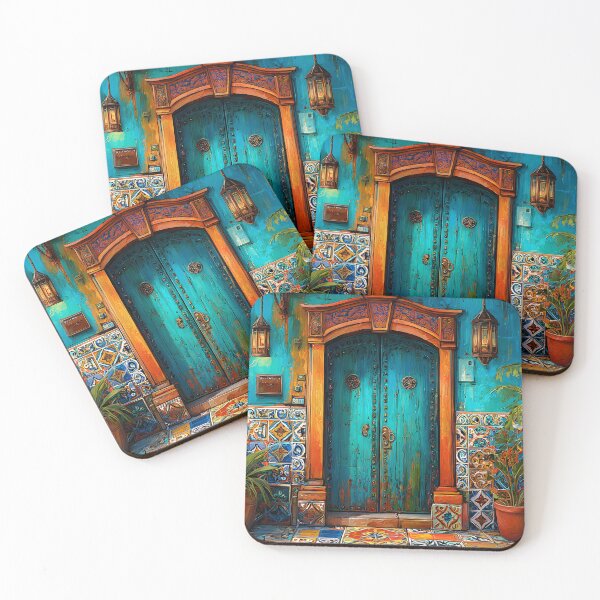Item preview, Vibrant Doorway with Colorful Tile and Lanterns Art designed and sold by Artessie.