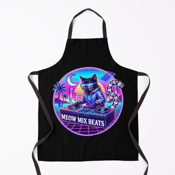 Aperçu de l'œuvre Mix Vaporwave Black Cat DJ Meow créée et vendue par Oommen Studio .