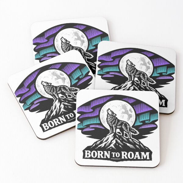 Item preview, Born To Roam Wolf T-Shirt – Lone Wolf Mountain Aurora Borealis Night Sky Vintage Design designed and sold by NeonKawaiiCo.