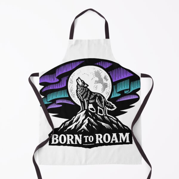 Item preview, Born To Roam Wolf T-Shirt – Lone Wolf Mountain Aurora Borealis Night Sky Vintage Design designed and sold by NeonKawaiiCo.