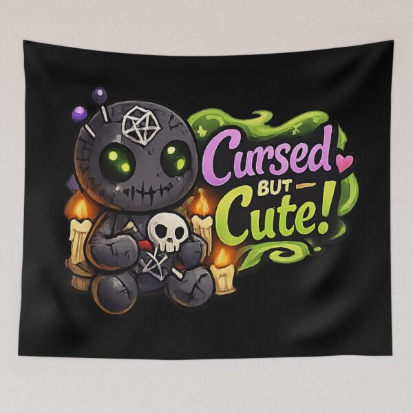 Item preview, Cursed But Cute - Funny Voodoo Doll Kawaii Horror Art designed and sold by myforestfog.