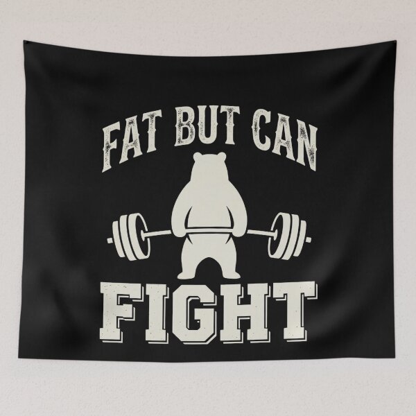 Item preview, Fat But Can Fight Shirt, Funny Gym Workout Tee, Bodybuilding Humor T-Shirt, Powerlifter Gift, Fitness designed and sold by THREE LITTLE BEANS.
