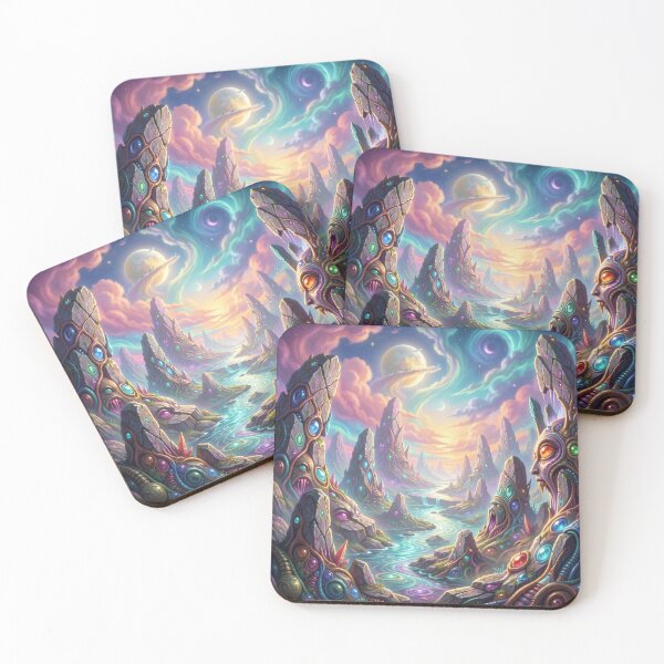 Item preview, Mystic Alien Landscape with Cosmic Light and Vibrant Fantasy Structures designed and sold by FotoworldEdel.