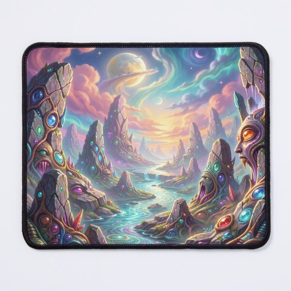 Item preview, Mystic Alien Landscape with Cosmic Light and Vibrant Fantasy Structures designed and sold by FotoworldEdel.