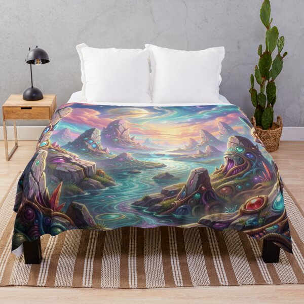 Item preview, Mystic Alien Landscape with Cosmic Light and Vibrant Fantasy Structures designed and sold by FotoworldEdel.
