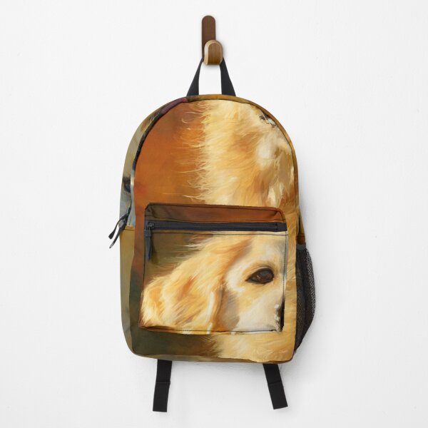Item preview, Happy Golden Retriever Dog Oil Painting Portrait designed and sold by NicolasGlowArt.