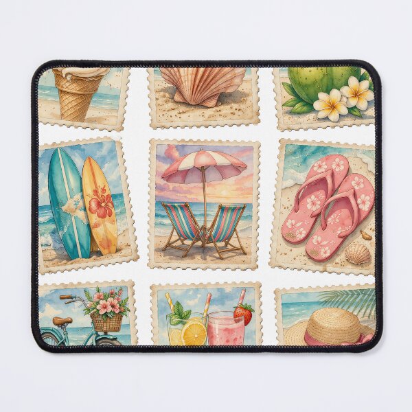 Item preview, Vintage summer beach stamps aesthetic sticker set - Retro coastal illustration designed and sold by KymeraStudio25.