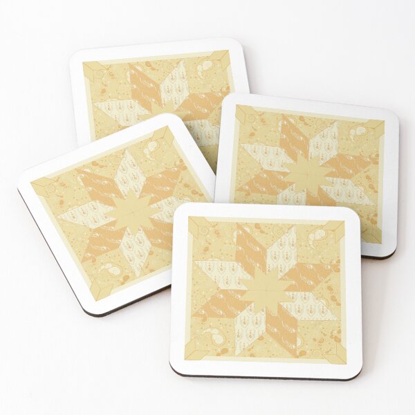 Item preview, Salt Water Shallows sea star patchwork in golden yellow designed and sold by LisaLeQuelenec.