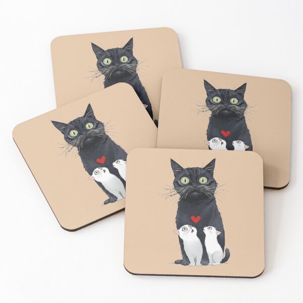 Item preview, The Gentleman Black Cat and His White Kittens designed and sold by BLUESKY11a.