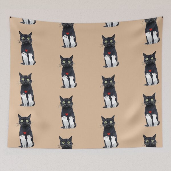 Item preview, The Gentleman Black Cat and His White Kittens designed and sold by BLUESKY11a.