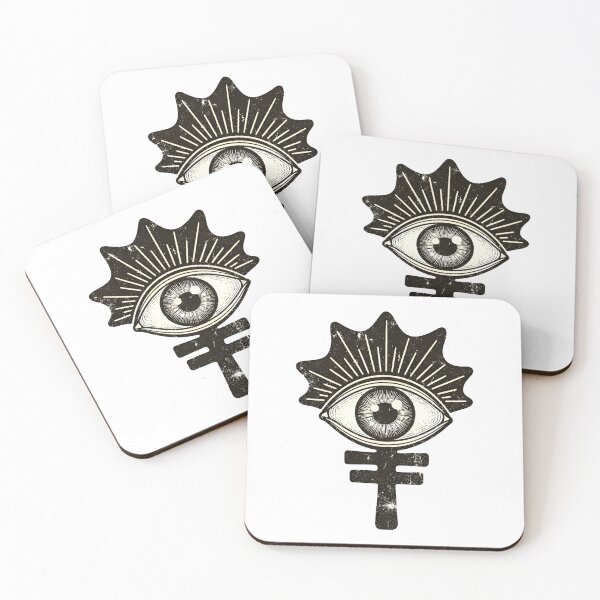 Item preview, a vintage-style illustration of an all-seeing eye on a female gender symbol, in white and black designed and sold by VerizalShop.