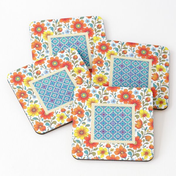 Item preview, Retro Floral Seamless Pattern and Geometric Tile Insert designed and sold by BLUESKY11a.