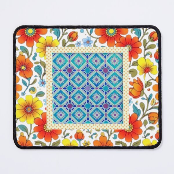 Item preview, Retro Floral Seamless Pattern and Geometric Tile Insert designed and sold by BLUESKY11a.