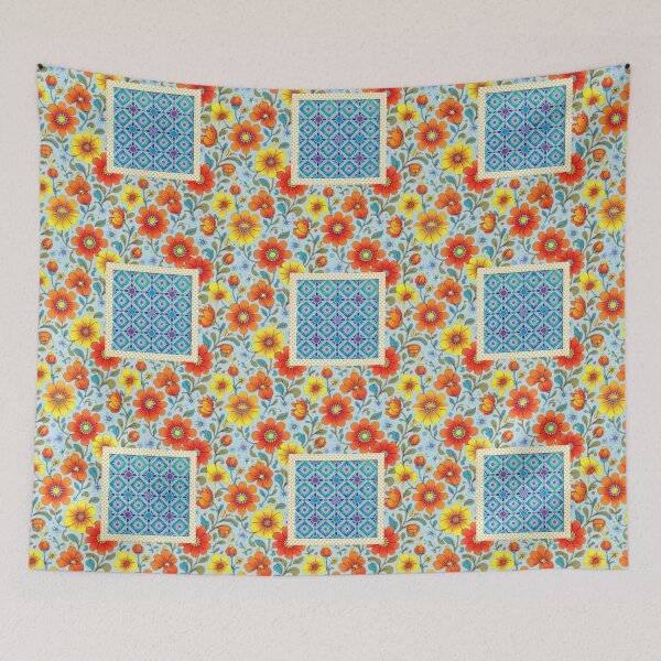 Item preview, Retro Floral Seamless Pattern and Geometric Tile Insert designed and sold by BLUESKY11a.