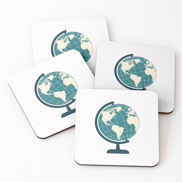 Item preview, a teal and beige globe on a stand against a solid black background designed and sold by VerizalShop.