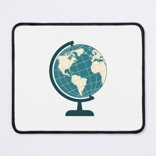 Item preview, a teal and beige globe on a stand against a solid black background designed and sold by VerizalShop.