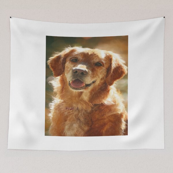 Item preview, Happy Golden Retriever Dog Lover Pet Portrait designed and sold by NicolasGlowArt.