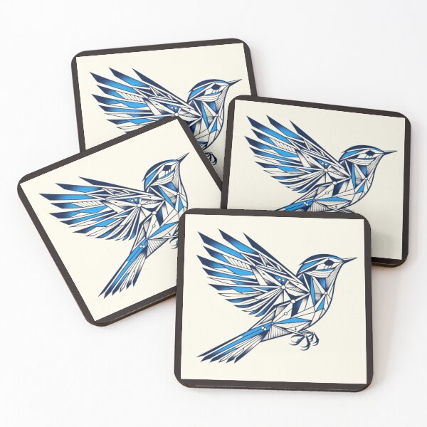 Item preview, Geometric Blue Bird in Flight Artwork  designed and sold by NivyasArtistry.