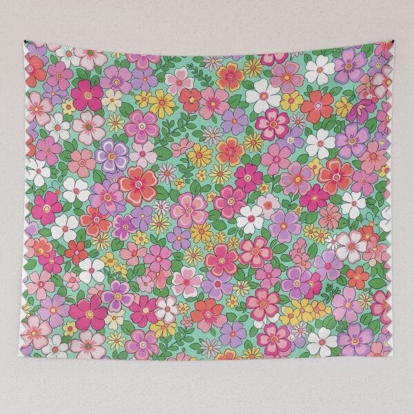 Item preview, Whimsical Pastel Ditsy Floral Pattern on Mint Aqua designed and sold by BLUESKY11a.