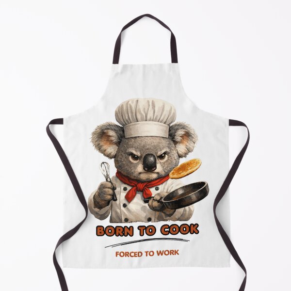 Item preview, Grumpy Koala Chef - Born To Cook Forced To Work - Funny Kitchen Art designed and sold by VeloraCrafts.