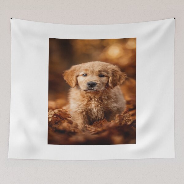 Item preview, Adorable Golden Retriever Puppy Fall Leaves Dog designed and sold by NicolasGlowArt.
