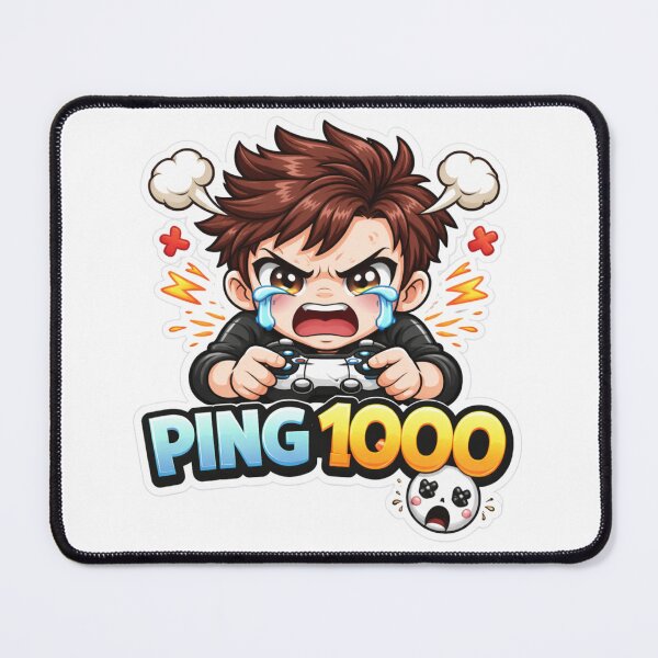Item preview, Ping 1000 Gamer Sticker – Funny Gaming Lag Meme Crying Chibi Gamer Rage Sticker designed and sold by Sidra digital art 8277237.